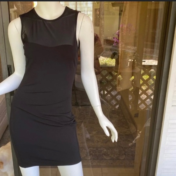 Wilfred Free Mesh Sheer Sweetheart Neck Tank Bodycon Dress Black Size 00 - Picture 3 of 10